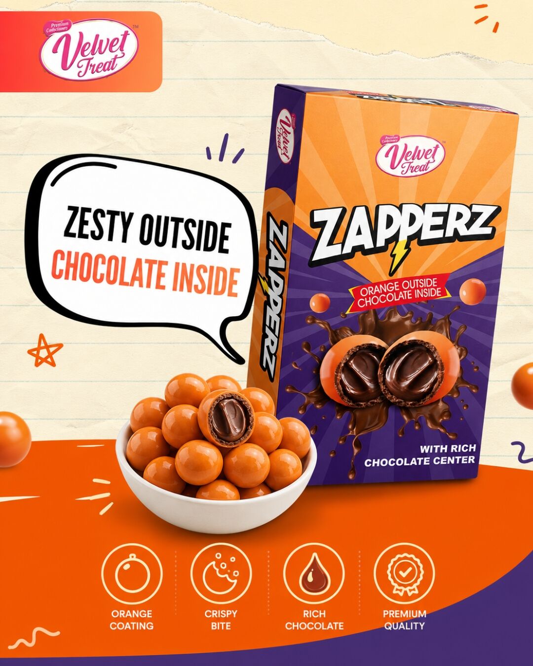 Zapperz – Orange Outside, Rich Chocolate Center